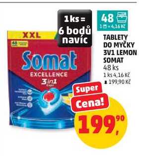TABLETY DO MYČKY 3V1 LEMON SOMAT, 48 ks
