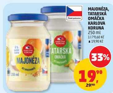 MAJONÉZA, TATARSKÁ OMÁČKA KARLOVA KORUNA, 250 ml