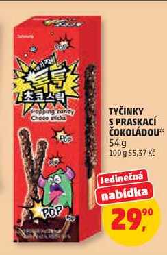 TYČINKY S PRASKACÍ ČOKOLÁDOU, 54g
