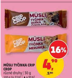 MÜSLI TYČINKA CRIP CROP různé druhy, 30 g