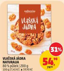 VLAŠSKÁ JÁDRA NATURALIA 80% půlek, 200 g