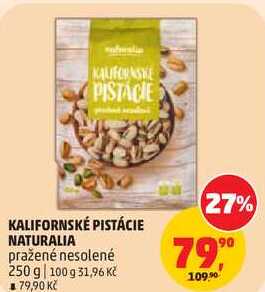 KALIFORNSKÉ PISTÁCIE NATURALIA pražené nesolené, 250 g