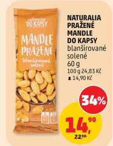 NATURALIA PRAŽENÉ MANDLE DO KAPSY blanšírované solené, 60 g 