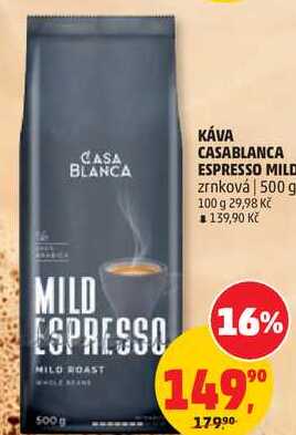 KÁVA CASABLANCA ESPRESSO MILD zrnková, 500 g