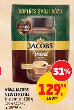KÁVA JACOBS VELVET REFILL instantní, 180 g