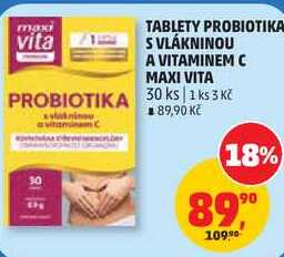 TABLETY PROBIOTIKA S VLÁKNINOU A VITAMINEM C MAXI VITA PROBIOTIKA, 30 ks 