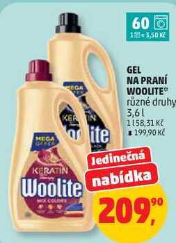 GEL NA PRANÍ WOOLITE různé druhy, 3,6 l