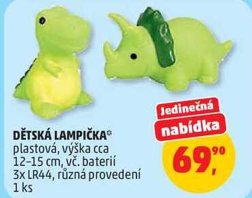 DĚTSKÁ LAMPIČKA plastová, výška 12-15 cm, vč. baterií 3x LR44, různá provedení, 1 ks