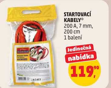 STARTOVACÍ KABELY 200 A, 7 mm, 200 cm, 1 balení