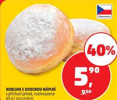 KOBLIHA S OVOCNOU NÁPLNÍ s příchutí jahod, 65 g