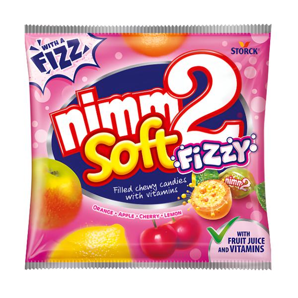 Nimm2 Soft Fizzy Ovocné žvýkací bonbóny s vitamíny a šumivou náplní