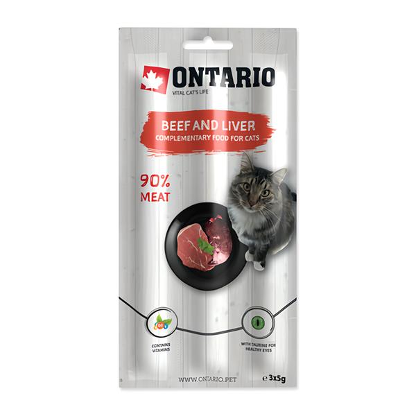 Ontario Tyčinky pro kočky Beef&Liver 3x5g