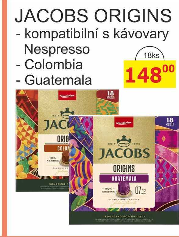 JACOBS ORIGINS - kompatibilní s kávovary Nespresso 18ks