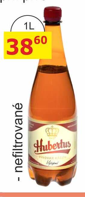 Pivovar Kácov Hubertus Světlé výčepní pivo nefiltrované 1l