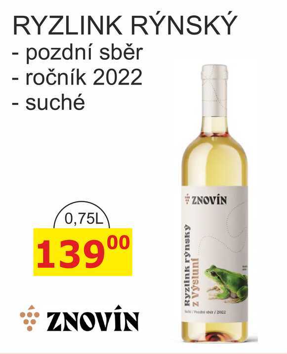 ZNOVÍN ZNOJMO 0,75L RYZLINK RÝNSKÝ suché 
