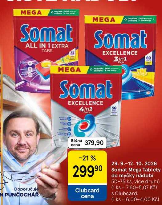 Somat Mega Tablety do myčky nádobí, 50-75 ks