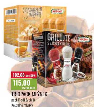 TRIOPACK MLÝNEK, pepř & sůl & chilli, Kouzelné mlýnky 