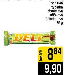 Orion Deli tyčinka pistáciová oříšková čokoládová 35 g 