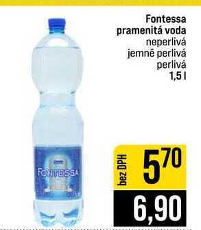 Fontessa pramenitá voda neperlivá jemně perlivá perlivá 1,5l
