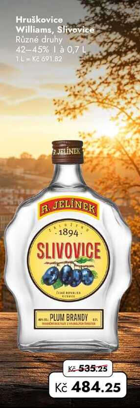 Hruškovice Williams, Slivovice 42-45% 0,7 L