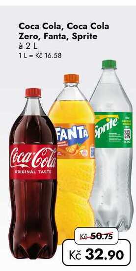 Coca Cola, Coca Cola Zero, Fanta, Sprite à 2 L  