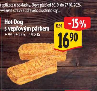 Hot Dog s vepřovým párkem 99 g