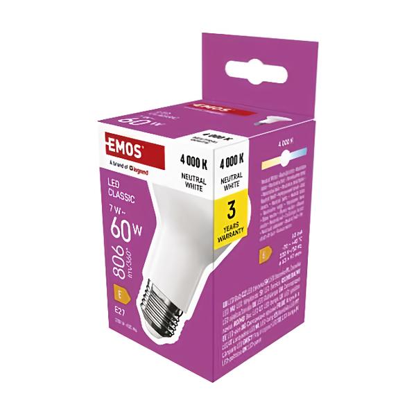 Emos LED žárovka Classic R63 / E27 / 7 W (60 W) / 806 lm / neutrální bílá