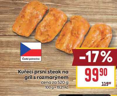 Kuřecí prsní steak na gril s rozmarýnem cena za 520 g