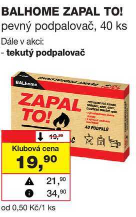 BALHOME ZAPAL TO! pevný podpalovač, 40 ks