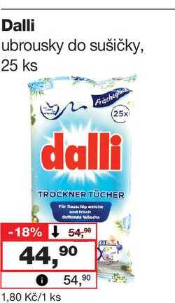 Dalli ubrousky do sušičky, 25 ks