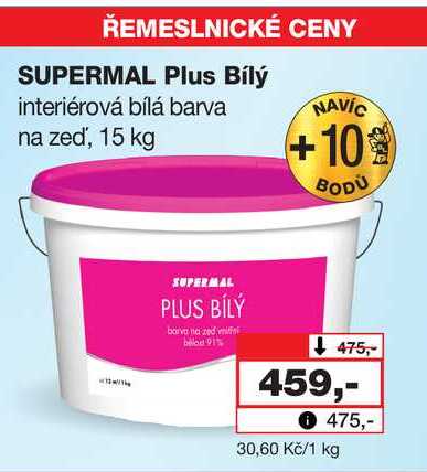 SUPERMAL Plus Bílý interiérová bílá barva na zeď, 15 kg
