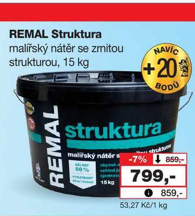 REMAL Struktura malířský nátěr se zmitou strukturou, 15 kg