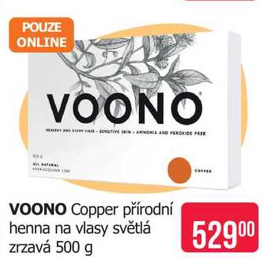 VOONO Copper přírodní henna na vlasy světlá zrzavá 500 g