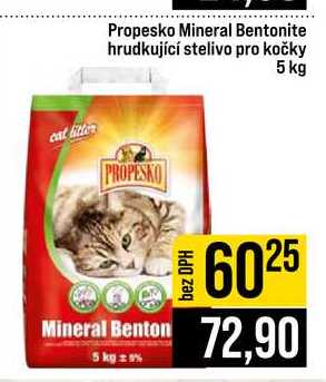 Propesko Mineral Bentonite hrudkující stelivo pro kočky 5 kg