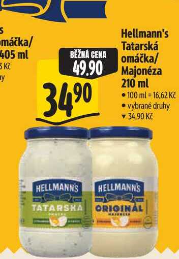  Hellmann's Tatarská omáčka/ Majonéza 210 ml