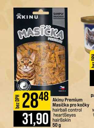Akinu Premium Masička pro kočky hairball control heartGeyes hair&skin 50 g