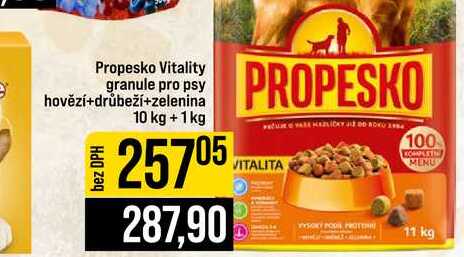Propesko Vitality granule pro psy hovězí+drůbeží+zelenina bez DPH 10 kg +1 kg