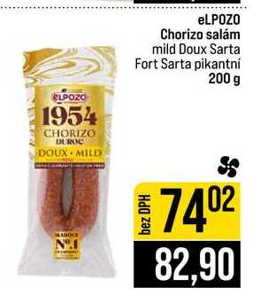 eLPOZO Chorizo salám mild Doux Sarta Fort Sarta pikantní 200 g