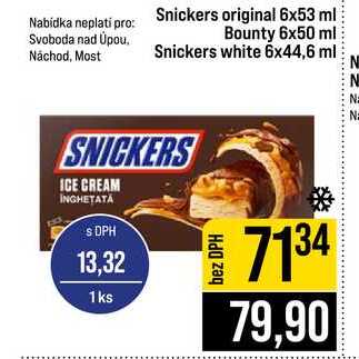 Snickers original 6x53 ml Bounty 6x50 ml Snickers white 6x44,6 ml