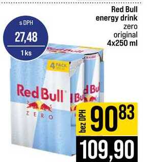 Red Bull energy drink zero original 4x250 ml
