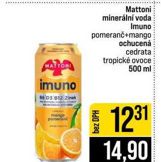 Mattoni minerální voda Imuno pomeranč+mango ochucená cedrata tropické ovoce 500 ml 