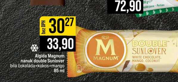 Algida Magnum nanuk double Sunlover bílá čokoláda+kokos+mango 85 ml