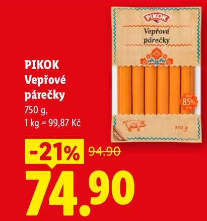 PIKOK Vepřové párečky, 750 g