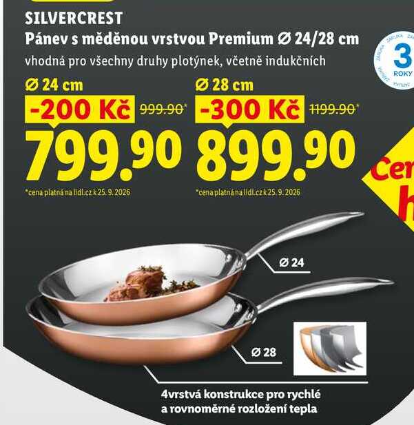 SILVERCREST Pánev s měděnou vrstvou Premium Ø 24/28 cm