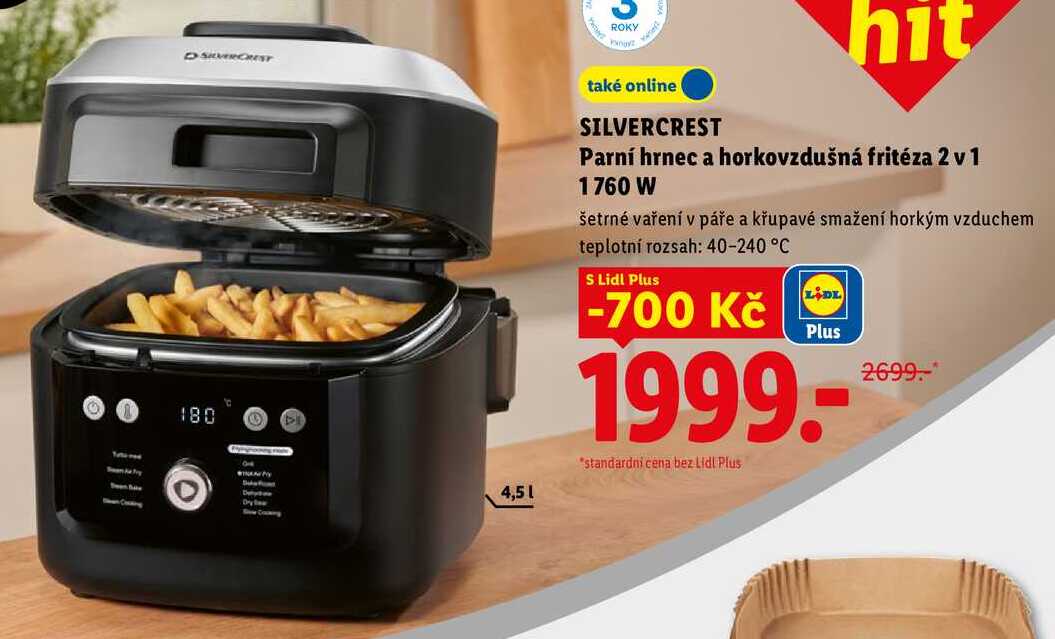 SILVERCREST Parní hrnec a horkovzdušná fritéza 2 v 1 1760 W