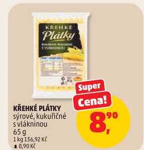 KŘEHKÉ PLÁTKY sýrové, kukuřičné s vlákninou, 65 g