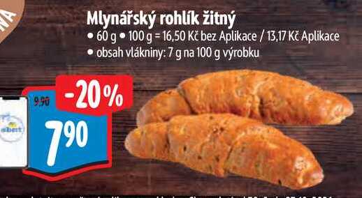 Mlynářský rohlík žitný, 60 g