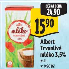 Albert Trvanlivé mléko 3,5%, 1 l