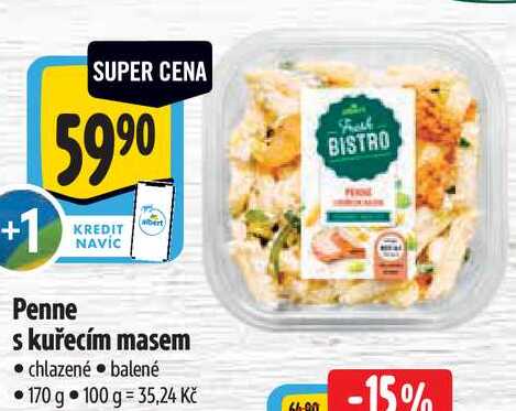 Penne s kuřecím masem, 170 g