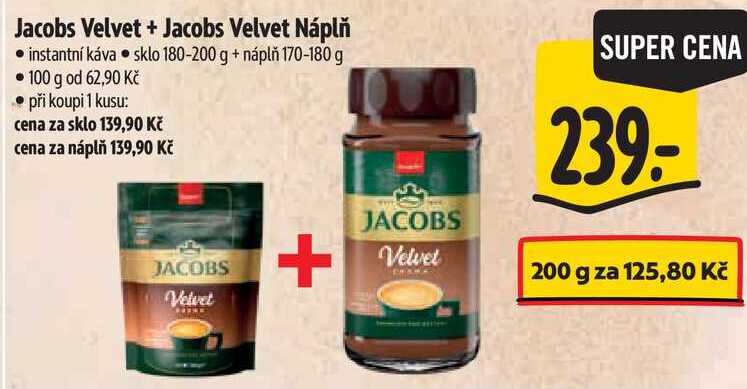 Jacobs Velvet + Jacobs Velvet Náplň, 180-200 g + náplň 170-180 g